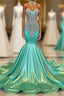 Beautiful High-neck Sweetheart Sleeveless Mermaid Formal Prom Dress With Beading
