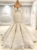 Beautiful Ivory Mermaid Sweetheart Lace Bridal Gowns for Wedding