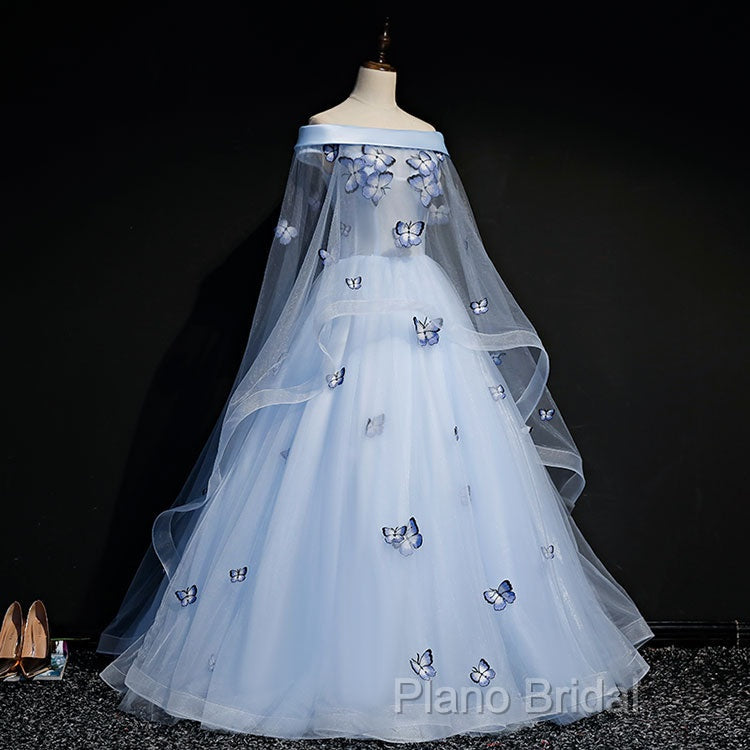 Beautiful Light Blue Ball Gown Lace-Up Party Dresses, Blue Formal Prom Dresses Secondary image