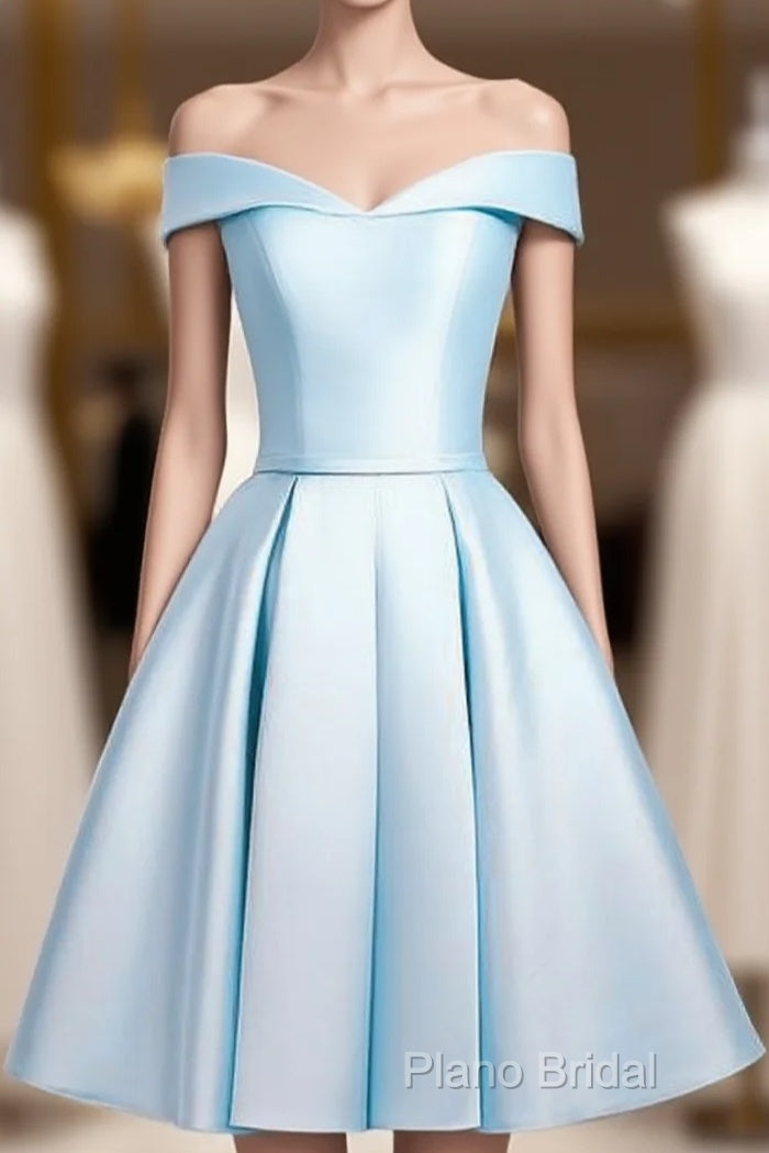 Beautiful Light Blue Satin Sweetheart Homecoming Dresses, Blue Short Formal Prom Dresses Main image