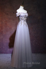 Beautiful Light Grey Long Formal Prom Dresses, Grey Party Dresses