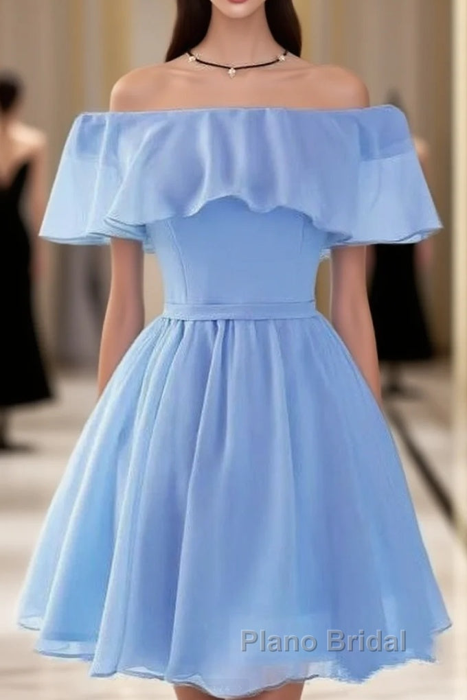 Beautiful Light Off Shoulder Knee Length Bridesmaid Dresses, Party Dresses Main image