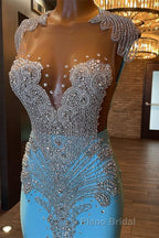 Beautiful Long Sleeveless Mermaid Formal Prom Dress With Beading