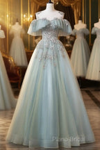 Beautiful Mint Blue Round Neckline Party Dresses, Tulle With Sweet 16 Dresses Formal Prom Dresses