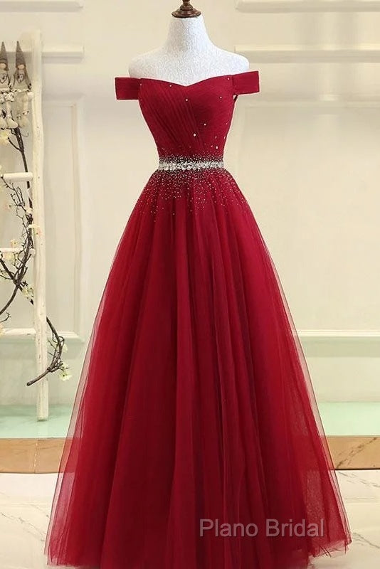 Beautiful Off Shoulder Long Formal Dresses, Beaded Party Dresses