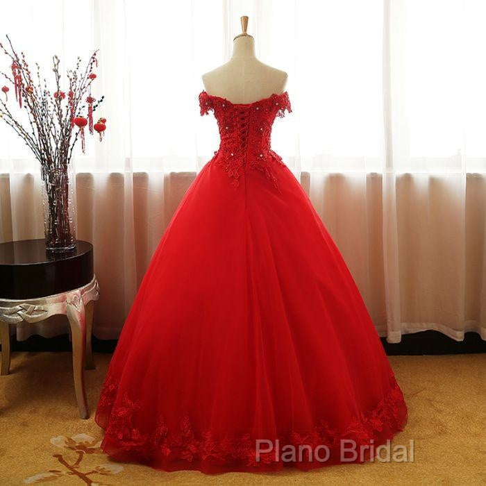 Beautiful Red Tulle Sweet 16 Gowns, Formal Prom Gowns, Red Party Dresses Secondary image