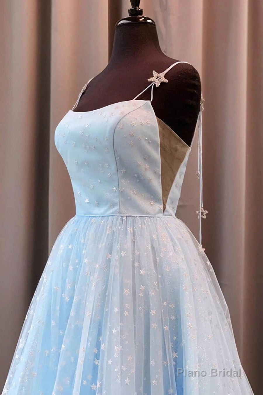 Beautiful Sky Blue Tulle Star A-line Long Prom Dress, Formal Dresses,maxi dresses Secondary image