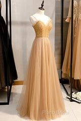 Beautiful Tulle Beaded Sweetheart Party Dresses, A-Line Tulle Floor Length Formal Prom Dresses