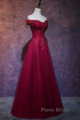 Beautiful Wine Red Tulle Sweetheart Long Formal Prom Dresses A-Line Party Dresses Elegant Evening Dresses