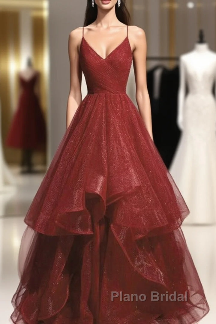 Beautiful Wine Red Velvet Straps V-Neckline Party Dresses Formal Prom Dresses, Long Evening Dresses Main image