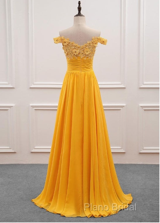 Beautiful Yellow Off Shoulder Long Party Dresses, Sweetheart Formal Dresses Secondary image