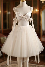 Beige Aline Tulle Short Formal Prom Dresses Beige Tulle Homecoming Dresses