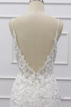 Best Spaghetti Strap Appliques Mermaid Wedding Dress
