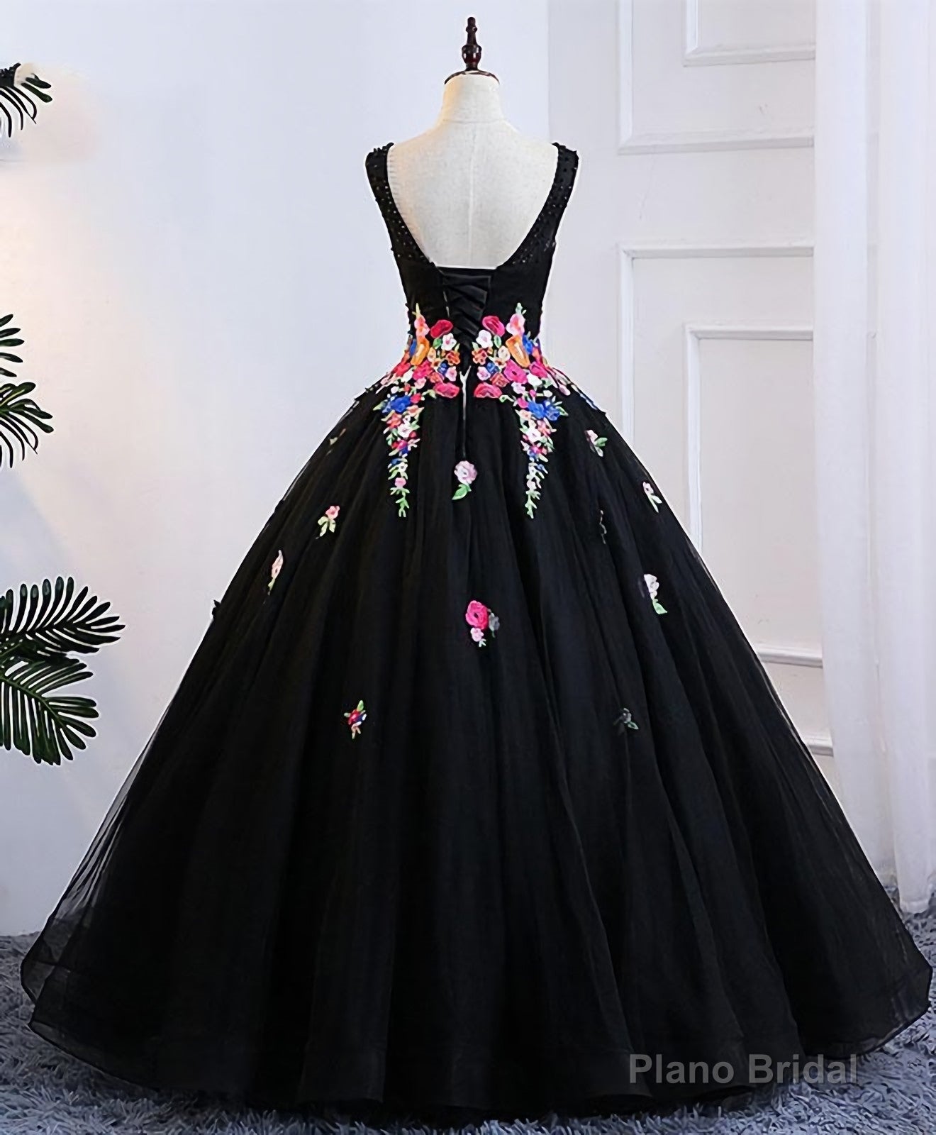 Black Tulle Long Prom Gown Black Evening Dress