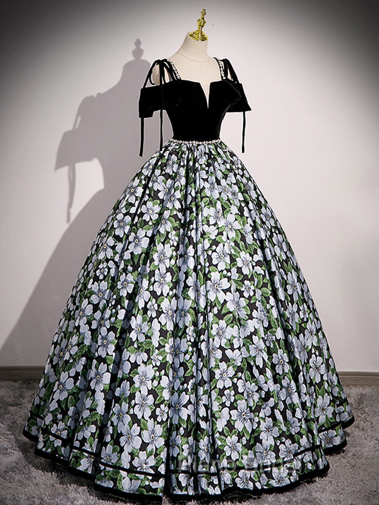 Black A-Line Satin Long Formal Prom Dresses, Black Long Evening Dresses