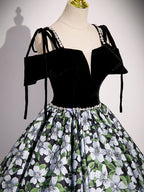 Black A-Line Satin Long Formal Prom Dresses, Black Long Evening Dresses