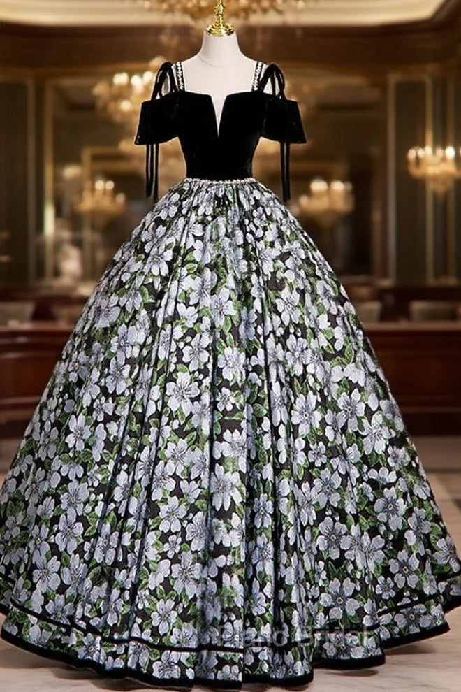 Black A-Line Satin Long Formal Prom Dresses, Black Long Evening Dresses