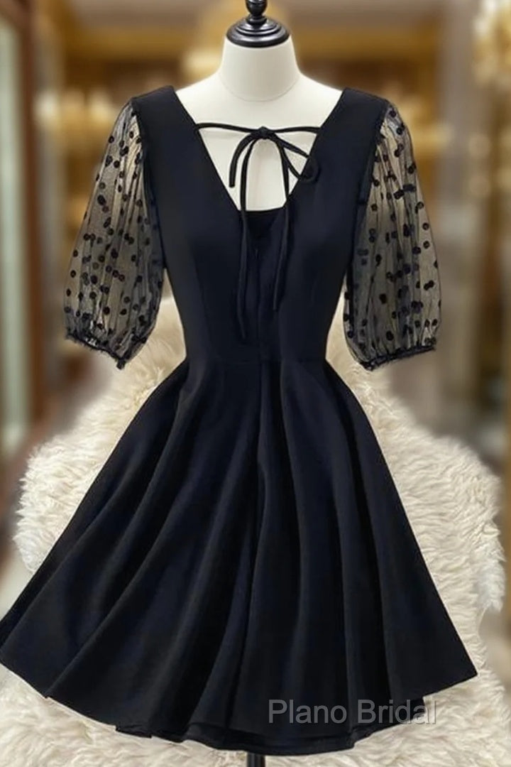 Black A Line Short Dresses Fashion Dresses Homecoming Dresses Main image