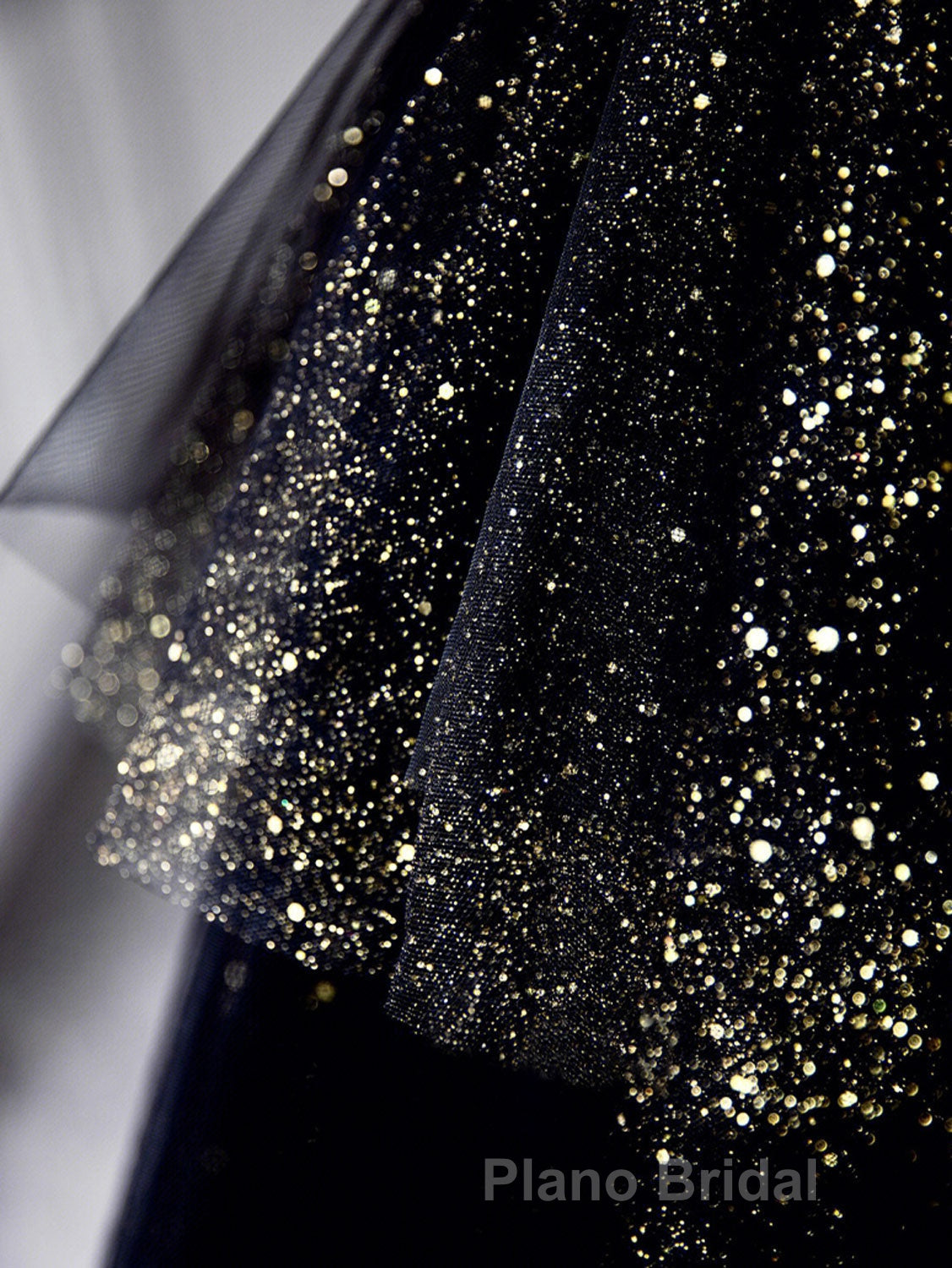 Black  A-Line Tulle Shiny Tulle Long Formal Prom Dress, Black Tulle Formal Dresses