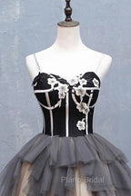 Black and Champagne Sweetheart Short Formal Dresses Party Dresses, Short Homecoming Dresses