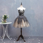 Black and Champagne Sweetheart Short Formal Dresses Party Dresses, Short Homecoming Dresses