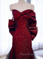 Black And Red Long Party Dresses Formal Prom Dresses, Sweetheart Satin Evening Dresses Formal Dresses