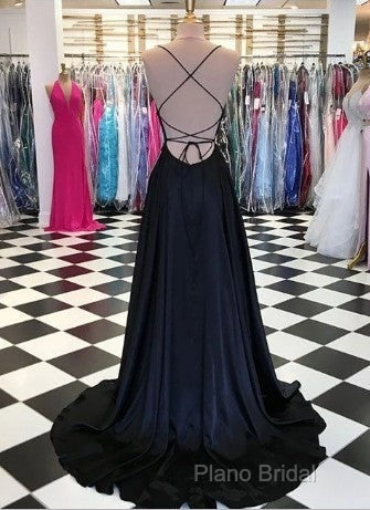 Black And Royal Blue Formal Prom Dresses, Formal Gown, Graduation School Party Dresses, Winter Formal Dresses