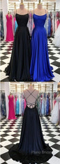 Black And Royal Blue Formal Prom Dresses, Formal Gown, Graduation School Party Dresses, Winter Formal Dresses
