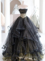 Black Ball Gown Long Formal Prom Dress, Black Evening Dress