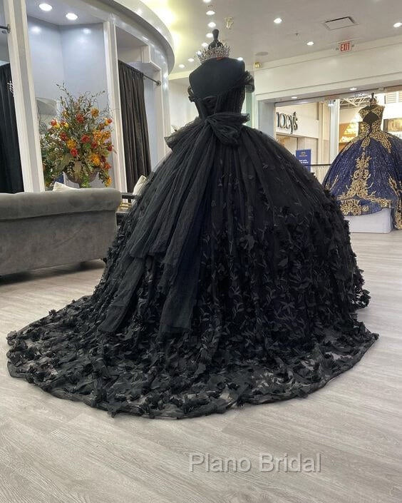 Black Ball Gown Off the Shoulder Quinceanera Dresses with Bow Knot Secondary image