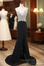 Black Chiffon Mermaid V-neck Formal Prom Dresses