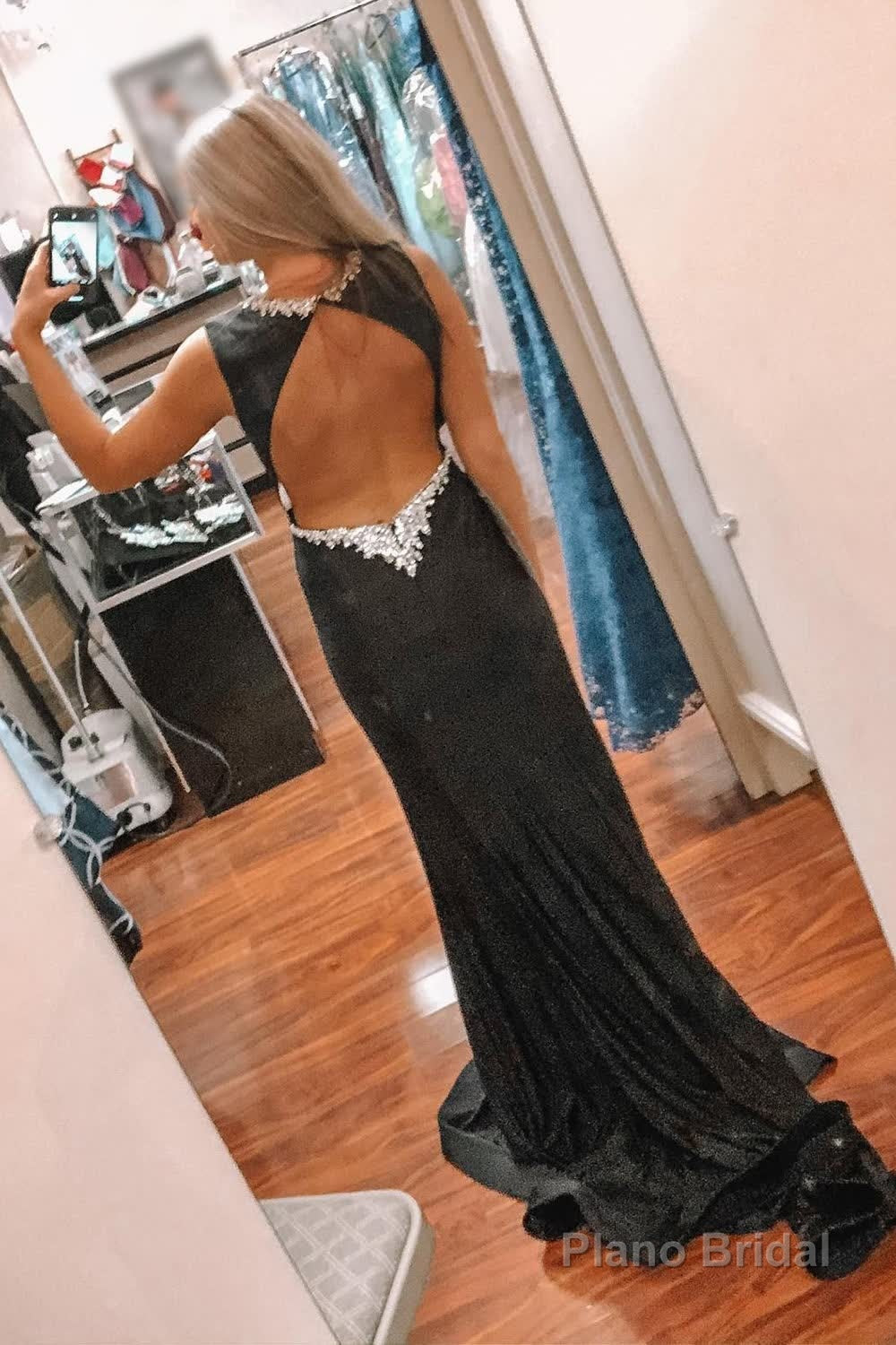 Black Deep V-Neck Mermaid Prom Dress with Slit Secondary image
