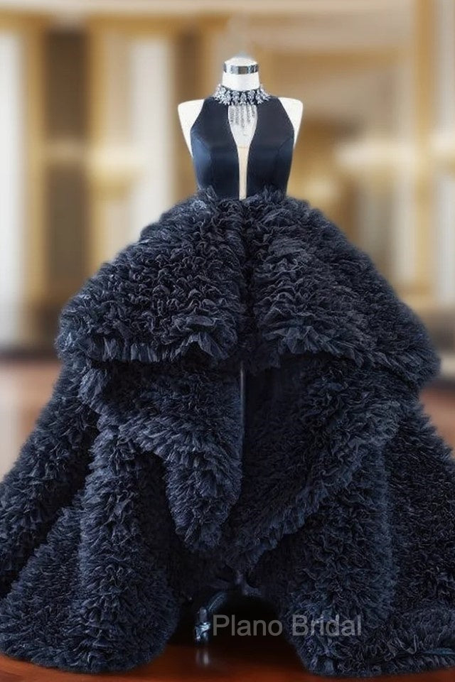 Black  High Neck Crystal Formal Prom Dresses