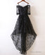 Black High Low Lace Prom Dress, Black Homecoming Dress