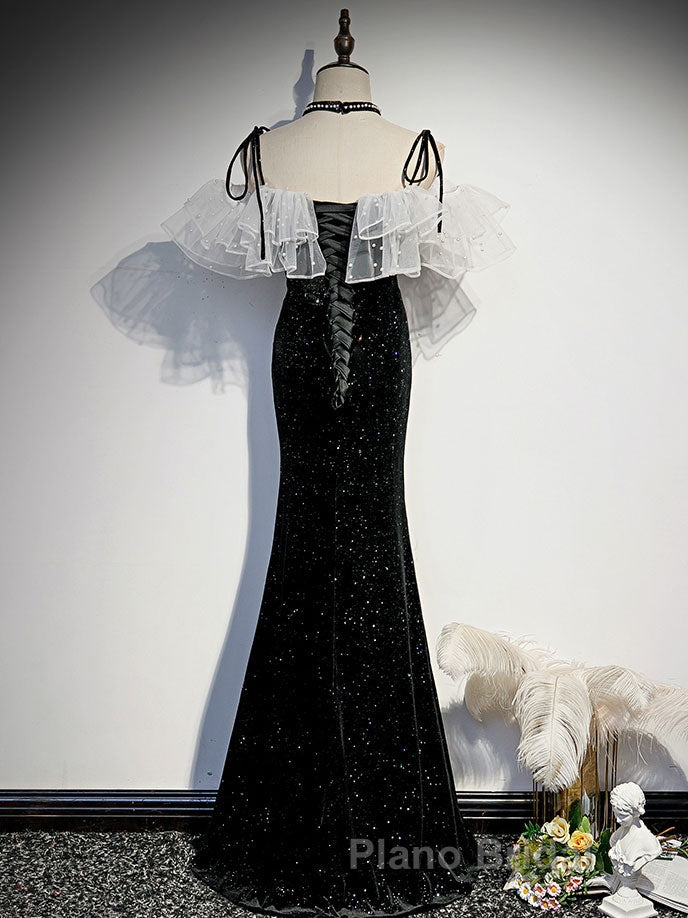 Black mermaid long Formal Prom dress, black evening dress