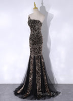 Black Mermaid Sequins Long Formal Prom Dresses, Black Formal Dresses Party Dresses