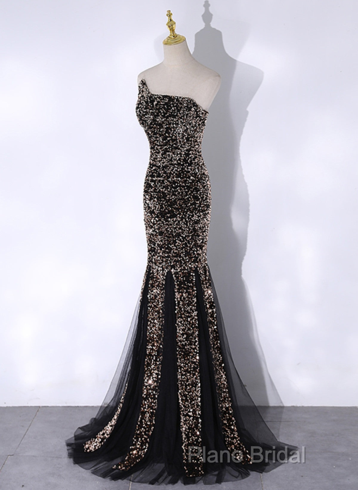 Black Mermaid Sequins Long Formal Prom Dresses, Black Formal Dresses Party Dresses