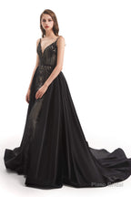 Mermaid Sequins Spaghetti Straps Prom Dresses With Detachable Train