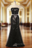 Black Mermaid Sequins Strapless Beading Formal Prom Dresses