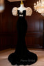 Black Mermaid Velvet Long Sleeve Formal Prom Dresses