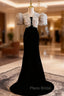 Black Mermaid Velvet Puff Sleeve Formal Prom Dresses