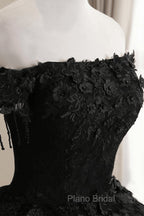 Black Off Shoulder Sweet 16 Formal Dresses with Lace Black Formal Dresses Formal Prom Dresses shops
