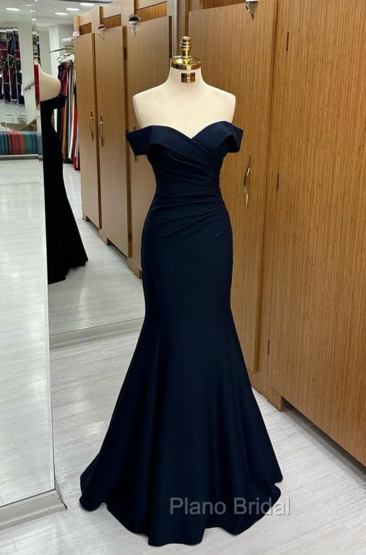 Black Off-the-shoulder Sweetheart Sleeveless Long Mermaid Formal Prom Dresses