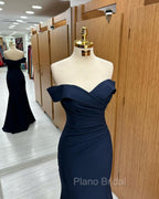 Black Off-the-shoulder Sweetheart Sleeveless Long Mermaid Formal Prom Dresses