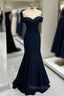 Black Off-the-shoulder Sweetheart Sleeveless Long Mermaid Formal Prom Dresses