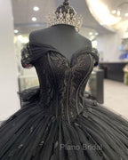 Black quinceanera Dresses Ball Gown Formal Prom Dresses Evening Gown