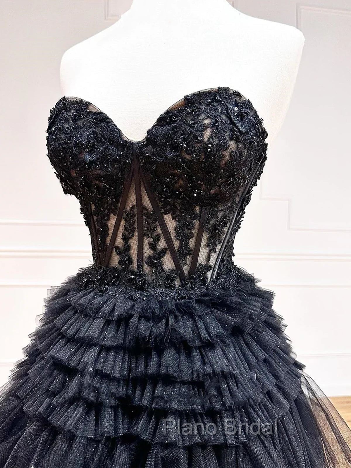 Black Red Purple Lace Formal Prom Dresses, Black Red Purple Lace Formal Evening Dresses Secondary image