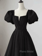 Black Satin Long Party Dresses Formal Prom Dresses A-line Black Formal Dresses Formal Prom Dresses shops