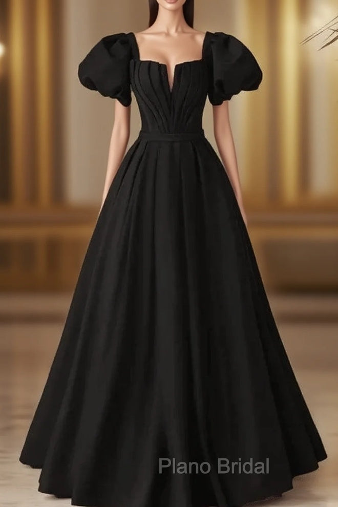 Black Satin Long Party Dresses Formal Prom Dresses A-line Black Formal Dresses Formal Prom Dresses shops