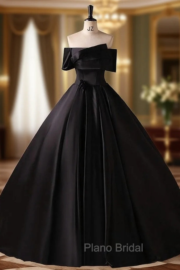 Black Satin Off the Shoulder Quinceanera Dresses Main image